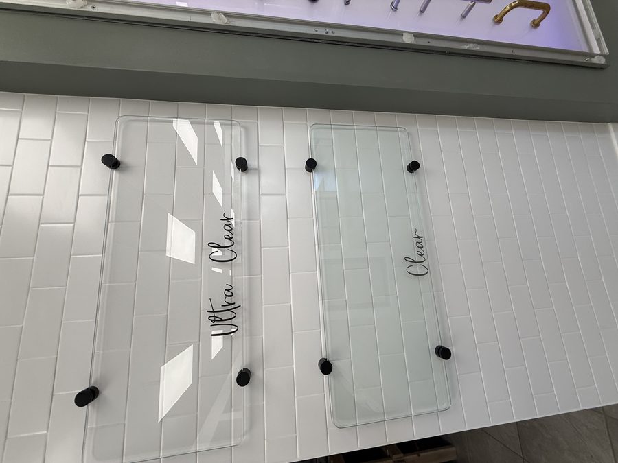 Custom color back-painted glass panel
