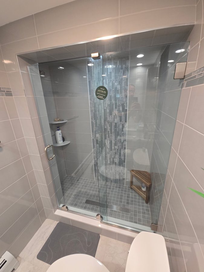 Custom shower door installation